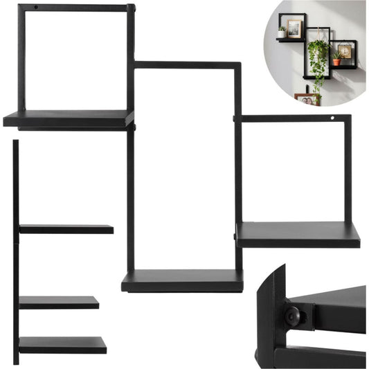 Wall Shelf Unit Springos HF0055, Modern Black