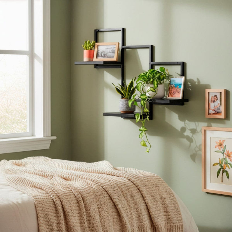 Wall Shelf Unit Springos HF0055, Modern Black