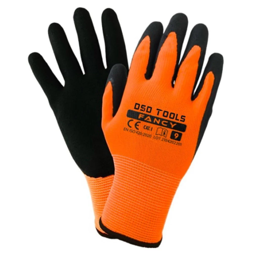 Darba cimdi ar lateksa pārklājumu 13G Polyester, 12 pāri - DS1288