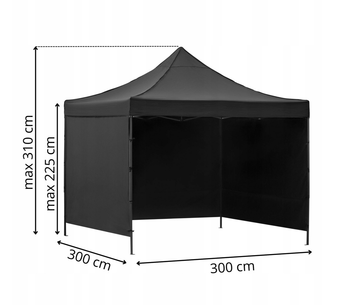 Saliekama dārza nojume / pasākumu telts Springos GP0011, 3 × 3 m, pelēka, ar sānu sienu un somu