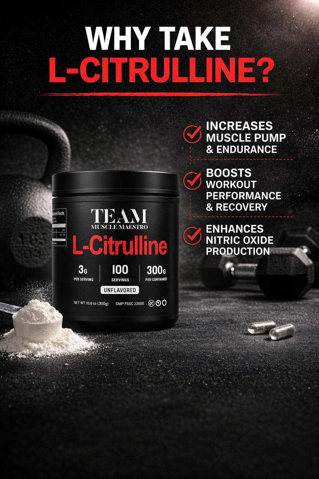 L-Citrulline Unflavored – 100 Servings