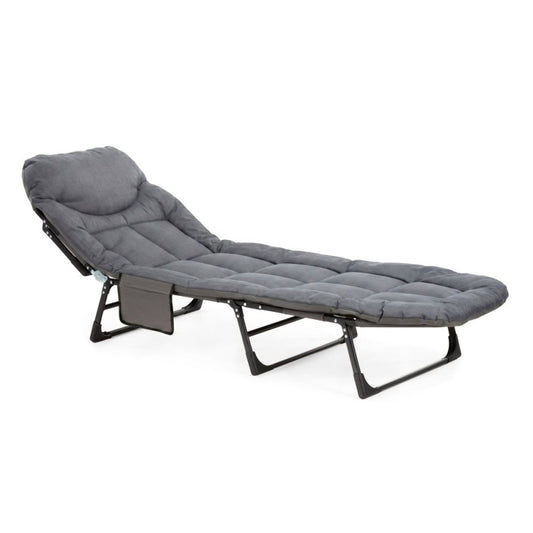 Saliekamā kempinga gulta / gultas-krēsls Springos CS0188 ar regulējamu atzveltni, pelēka, CS0188