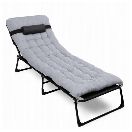 Folding Camping Bed with Mattress – 190 × 68 cm