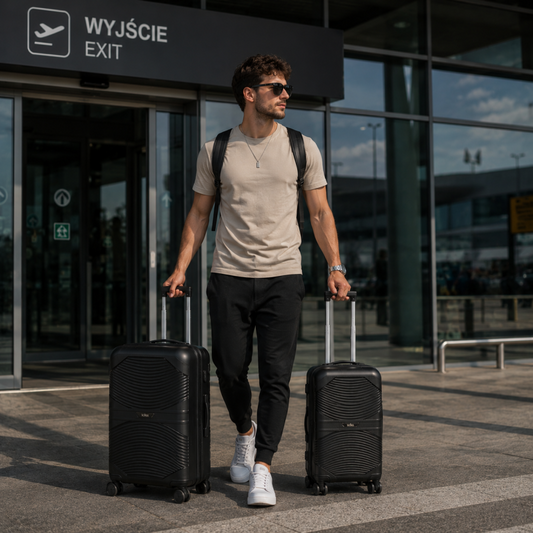 Travel suitcase set Ecarla, 3pcs, black