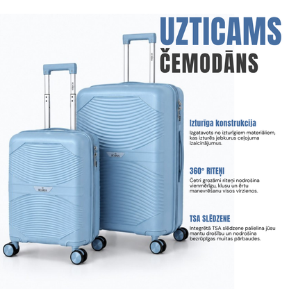 Travel suitcase Ecarla, L size, light blue