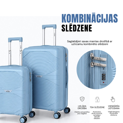 Travel suitcase Ecarla, L size, light blue