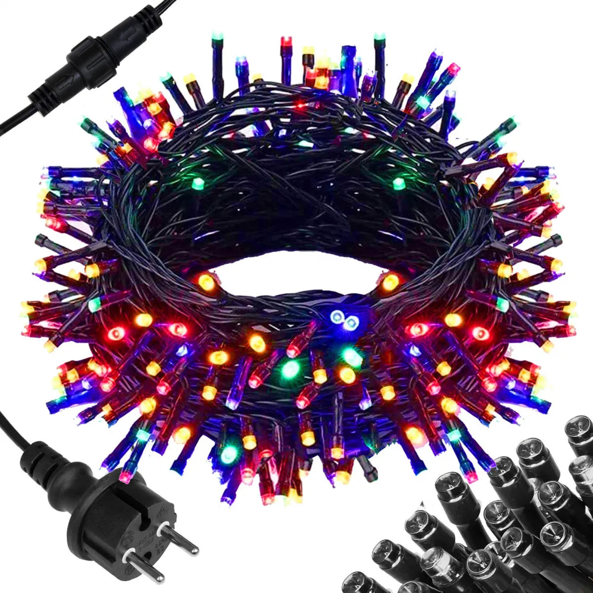 Ziemassvētku LED virtene Springos CL0539 (500 LED), 41,5 m, daudzkrāsu (Multicolor) ar auksti baltu FLASH zibšņu efektu, CL0539