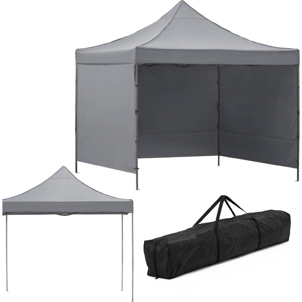 Saliekama dārza nojume / pasākumu telts Springos GP0003, 3 × 3 m, pelēka, ar sānu sienu