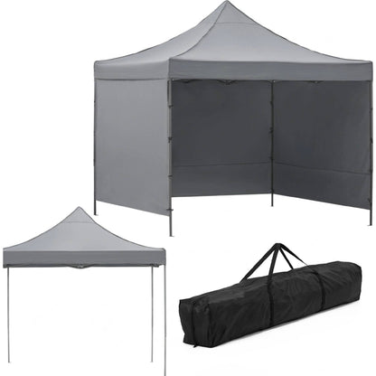 Saliekama dārza nojume / pasākumu telts Springos GP0003, 3 × 3 m, pelēka, ar sānu sienu