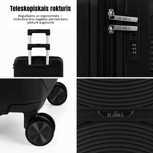Travel suitcase Ecarla, L size, black