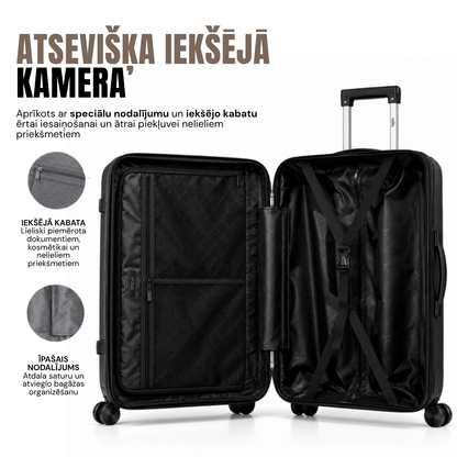 Ceļojuma koferis, L izmērs, melns
