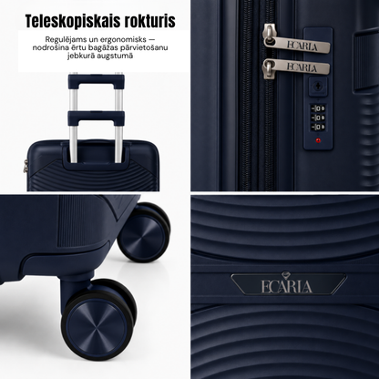 Ceļojuma koferis Ecarla, Rokas bagāža, zils