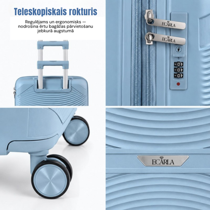 Travel suitcase Ecarla, M size, light blue
