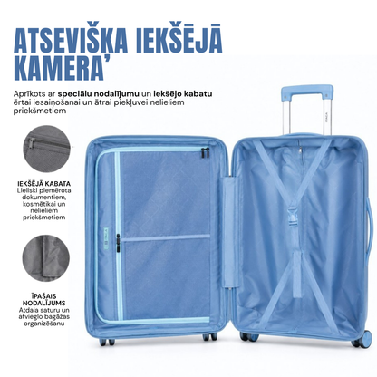 Travel suitcase Ecarla, hand luggage, light blue