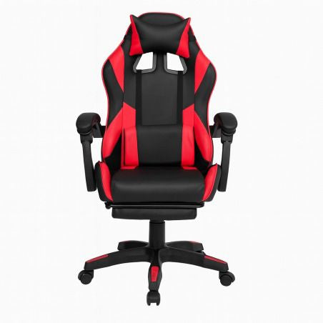 Gaming krēsls ar kāju balstu STRIKER ONE, ādas imitācija - sarkans