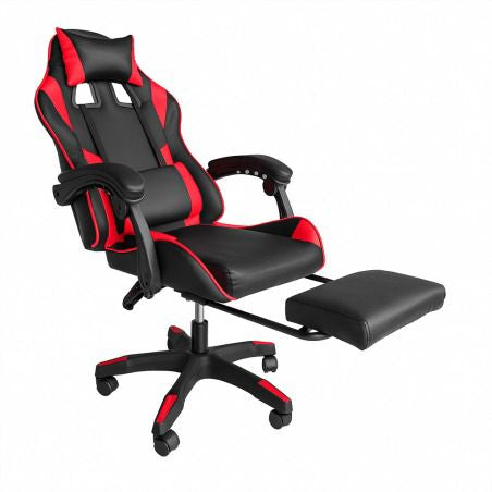 Gaming krēsls ar kāju balstu STRIKER ONE, ādas imitācija - sarkans