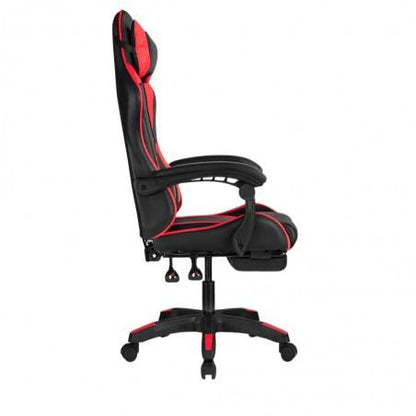 Gaming krēsls ar kāju balstu STRIKER ONE, ādas imitācija - sarkans