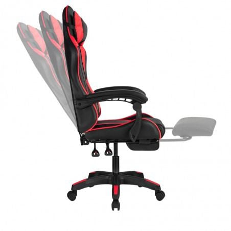 Gaming krēsls ar kāju balstu STRIKER ONE, ādas imitācija - sarkans