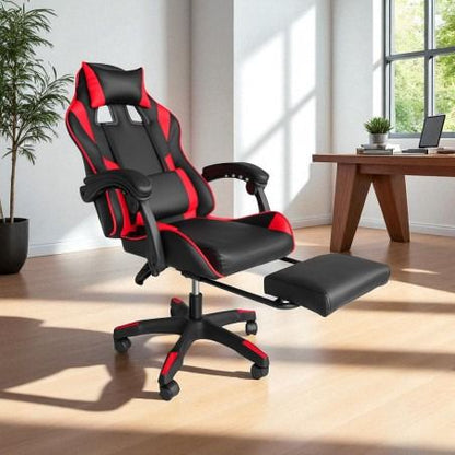 Gaming krēsls ar kāju balstu STRIKER ONE, ādas imitācija - sarkans