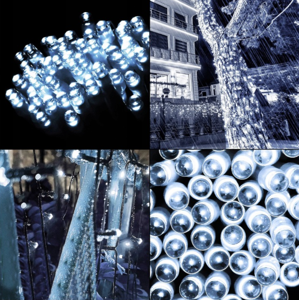 Ziemassvētku LED virtene Springos CL0402 (400 LED), 27,5 m, auksti balta, 8 režīmi