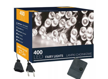 Ziemassvētku LED virtene Springos CL0402 (400 LED), 27,5 m, auksti balta, 8 režīmi