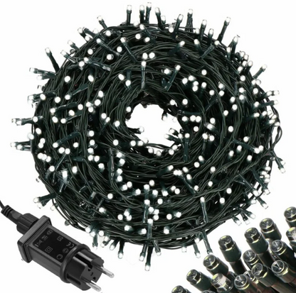 Ziemassvētku LED virtene Springos CL4096 (1000 LED), 52.5 m, silti balta ar auksti baltu FLASH zibšņu efektu, CL4096