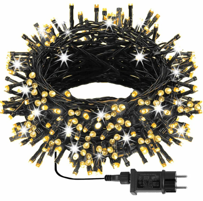 Ziemassvētku LED virtene Springos CL4096 (1000 LED), 52.5 m, silti balta ar auksti baltu FLASH zibšņu efektu, CL4096