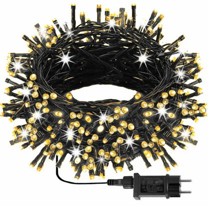 Ziemassvētku LED virtene Springos CL4096 (1000 LED), 52.5 m, silti balta ar auksti baltu FLASH zibšņu efektu, CL4096