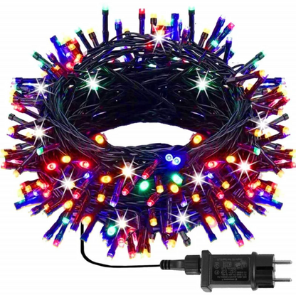 Ziemassvētku LED virtene Springos CL0545 (500 LED), 27.5 m, daudzkrāsu (Multicolor) ar auksti baltu FLASH zibšņu efektu, IP44, CL0545