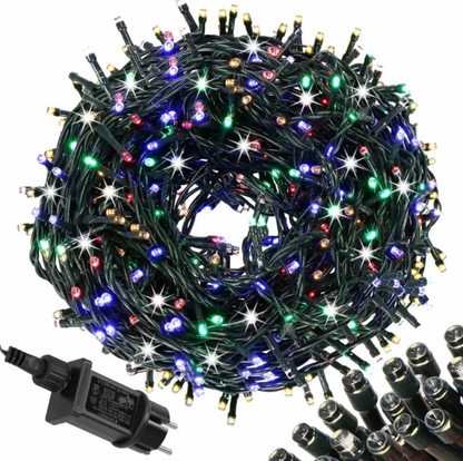 Ziemassvētku LED virtene Springos CL0545 (500 LED), 27.5 m, daudzkrāsu (Multicolor) ar auksti baltu FLASH zibšņu efektu, IP44, CL0545