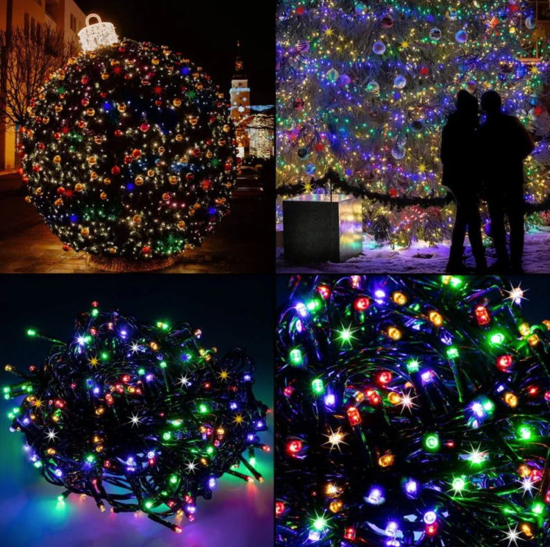Ziemassvētku LED virtene Springos CL0545 (500 LED), 27.5 m, daudzkrāsu (Multicolor) ar auksti baltu FLASH zibšņu efektu, IP44, CL0545