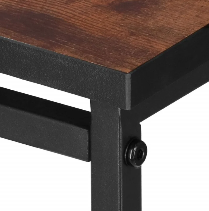 Set of 2 Coffee Tables Springos Nesto HF0024, Loft Style, Black Metal Frame Brown & Wood Finish, HF0024