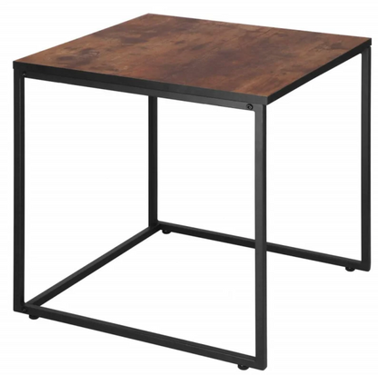 Set of 2 Coffee Tables Springos Nesto HF0024, Loft Style, Black Metal Frame Brown & Wood Finish, HF0024