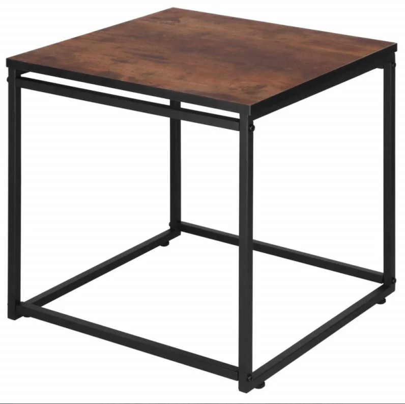 Set of 2 Coffee Tables Springos Nesto HF0024, Loft Style, Black Metal Frame Brown & Wood Finish, HF0024