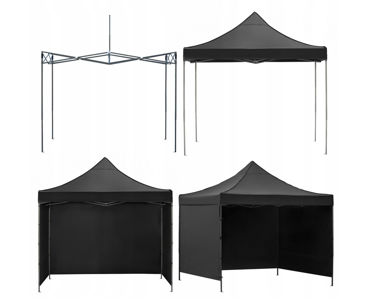 Saliekama dārza nojume / pasākumu telts Springos GP0011, 3 × 3 m, pelēka, ar sānu sienu un somu