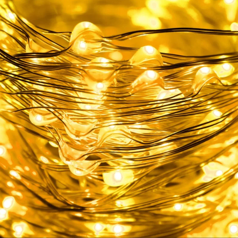 Ultra-Thin Decorative Micro-LED String Lights Springos CL0082 (200 LED, Nano Wire), 20 m, Warm White