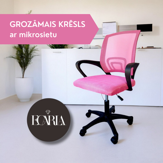 Ergonomisks biroja krēsls ar mikrosietu, KO25R, rozā 