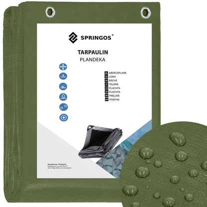 Защитный тент-брезент Springos GA2127, 5 × 8 м, 120 г/м², зелёный