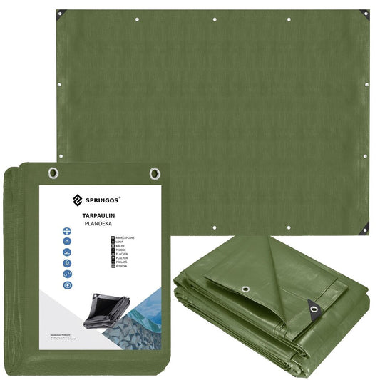 Heavy-Duty Protective Tarp Springos GA2127, 5 × 8 m, 120 g/m², Green