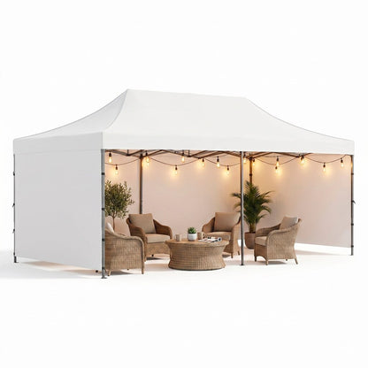 Liela saliekamā dārza nojume / pasākumu telts Springos, 3×6 m, balta, ar sānu sienām, GP0006