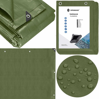 Izturīgs aizsargtents brezents Springos GA2133, 3 × 5 m, 120 g/m², zaļš