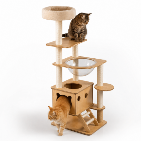 Cat tree with sisal posts for sharpening nails (147 cm), cream