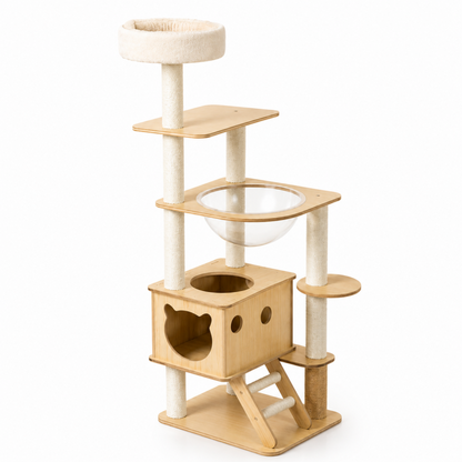 Cat tree with sisal posts for sharpening nails (147 cm), cream