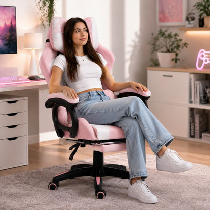 Игровое кресло EC Gaming, 51 x 53 x 125 - 133 см, розовое