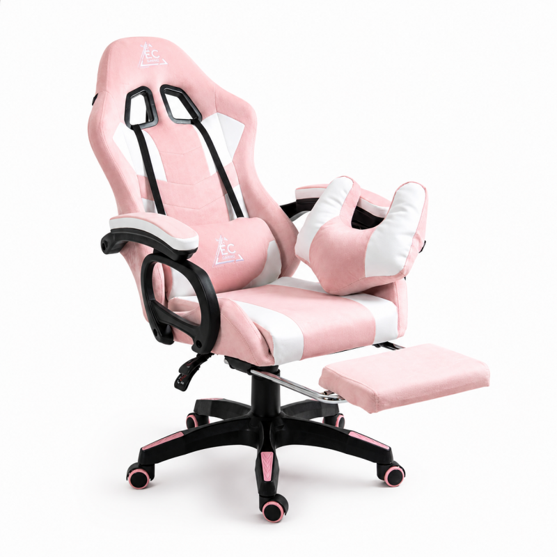 Игровое кресло EC Gaming, 51 x 53 x 125 - 133 см, розовое