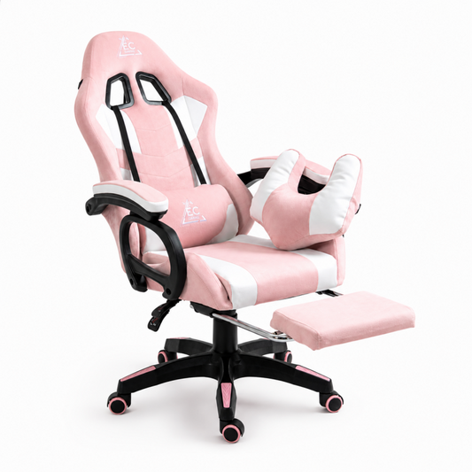 Spēļu krēsls EC Gaming, 51 x 53 x 125 - 133 cm, rozā