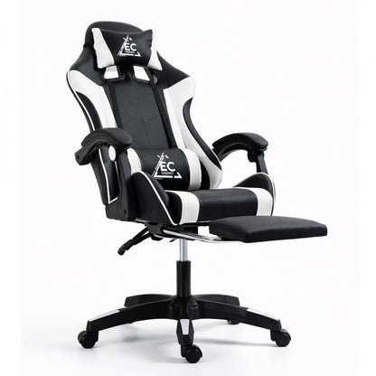 Spēļu krēsls EC Gaming, 51 x 53 x 125 - 133 cm, melna krās/balta krās.