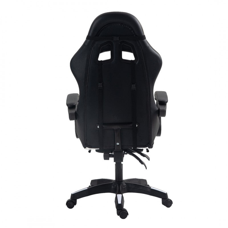 Spēļu krēsls EC Gaming, 51 x 53 x 125 - 133 cm, melna krās/balta krās.