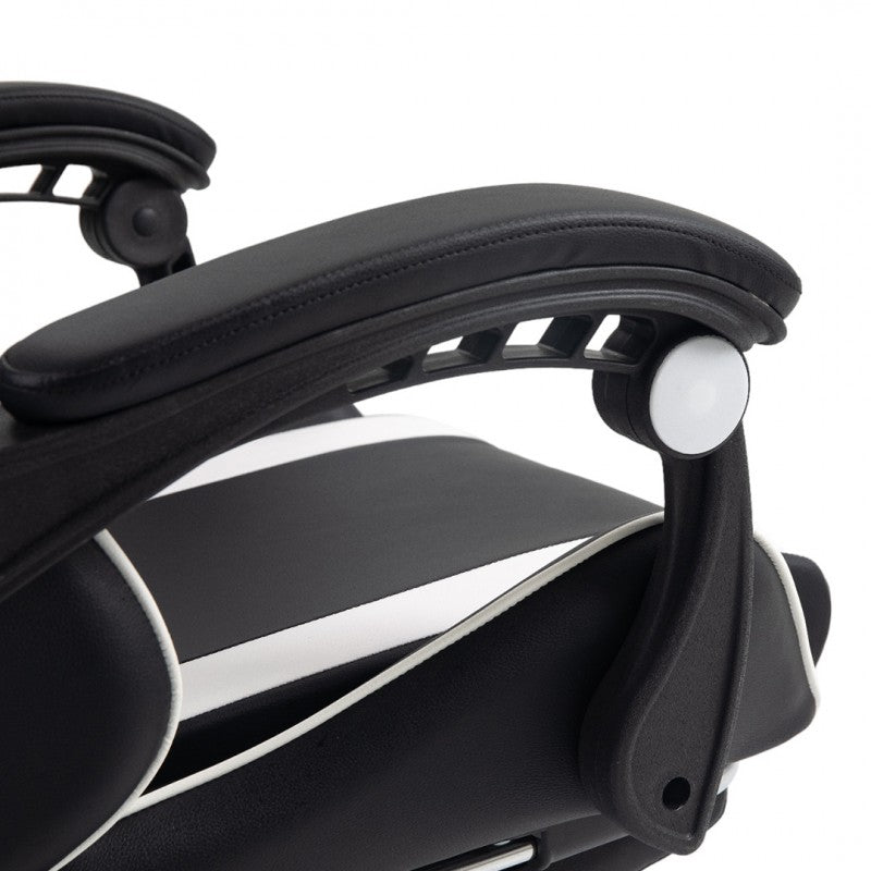 Spēļu krēsls EC Gaming, 51 x 53 x 125 - 133 cm, melna krās/balta krās.
