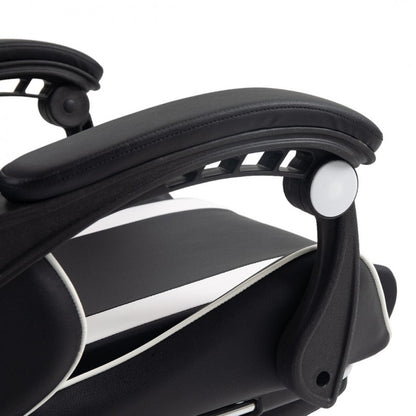 Spēļu krēsls EC Gaming, 51 x 53 x 125 - 133 cm, melna krās/balta krās.